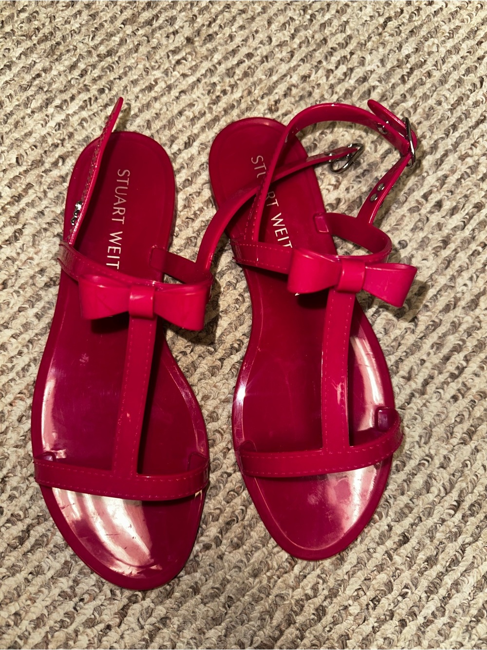 Stuart Weitzman Hot Pink Bow Jelly Sandals